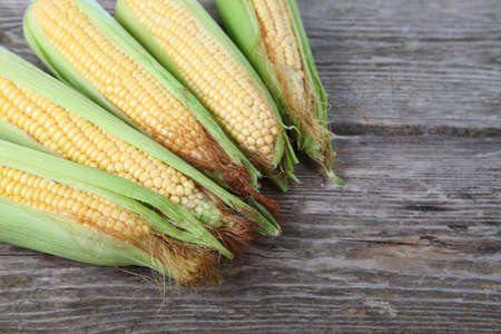 Corn on an  old wooden background