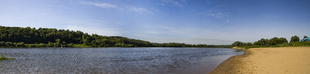 Beautiful landscape with the river in the summer day.  Panorama.の写真素材