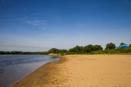 Beautiful landscape with the river in the summer dayの写真素材