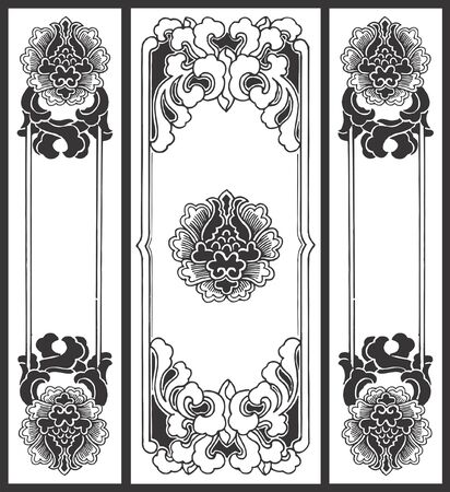 Chinese motifs, vector decoration of flowersのイラスト素材