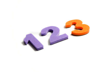 Purple and orange numbers 1, 2, 3 on a white background