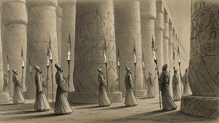 Egyptian hieroglyphs on the columns of the Karnak Templeの写真素材