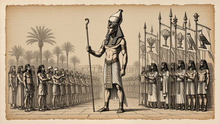Sketch of an ancient Egyptian pharaoh in Cairo, Egyptの写真素材