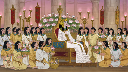Illustration of a religious ceremony with a group of peopleの写真素材