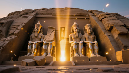 The Great Sphinx of Abu Simbel at sunset, Egypt.の写真素材