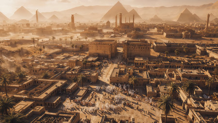 Panoramic view of the ancient city of Luxor, Egyptの写真素材