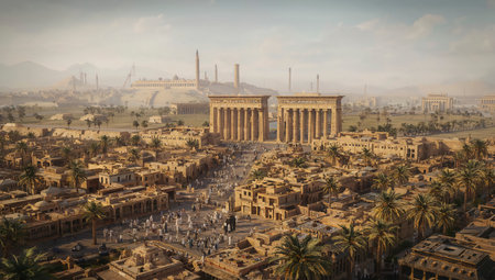 Aerial view of an ancient Egyptian cityの写真素材