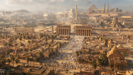 Panoramic view of the ancient city of Luxor, Egyptの写真素材