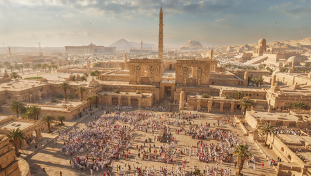 Aerial view of the ruins of the old city of Cairo, Egyptの写真素材