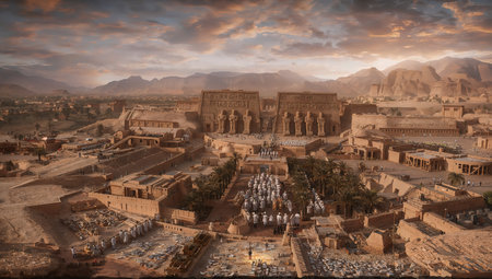 Panoramic view of the ancient city of Luxor, Egyptの写真素材