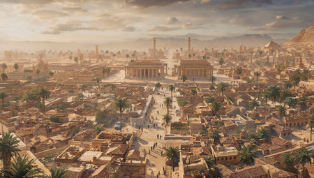 Panoramic view of an ancient city.の写真素材