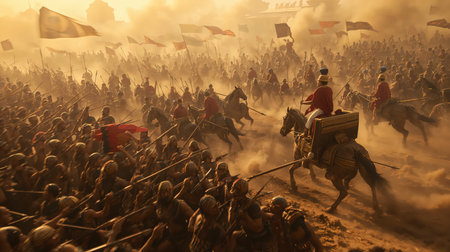 Member of history club Golden Capricorn wears historical costume as he participates in historical festival and camp in Kiev, Ukraine.の写真素材