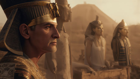 Ancient Egyptian god of wealth and prosperity. Portrait of an ancient Egyptian god of wealth.の写真素材