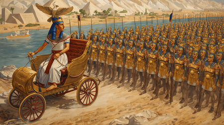 Egyptian horse-drawn carriage, 3d digitally rendered illustration.の写真素材