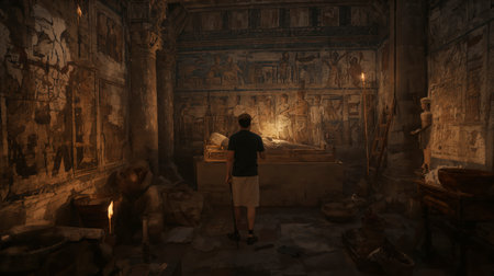 Tomb of the ancient Egyptian god Horus in the ancient city of Luxorの写真素材