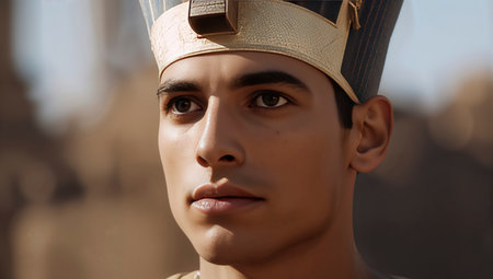 Portrait of a young man in the Egyptian national costume, close-upの写真素材