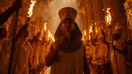 Unidentified people during the procession of the Holy Week in Barcelona.の写真素材