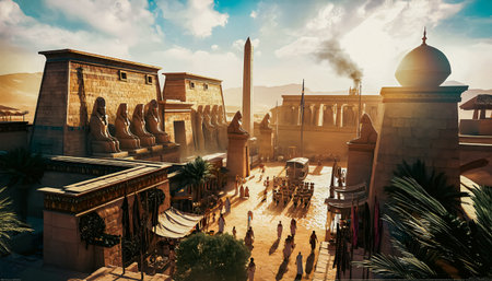 Karnak temple in Luxor, Egypt. Vintage filter.の写真素材