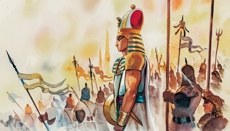 Egyptian god pharaoh in the ancient city of Luxor, Egyptの写真素材