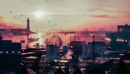 A view of the old town of Tallinn at sunset, Estonia.