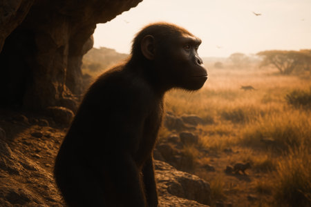 Chimpanzee in Serengeti National Park, Tanzaniaの写真素材