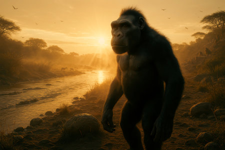 Chimpanzee monkey at Okavango Delta, Botswana, Africaの写真素材