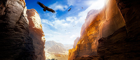 Landscape of Wadi Rum desert in Jordan, Middle East.の写真素材