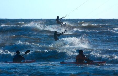 Watersports in a stormの写真素材
