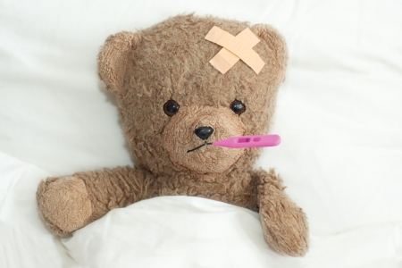 Teddy in hospitalの写真素材