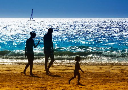 family on a beautiful day in summerの写真素材