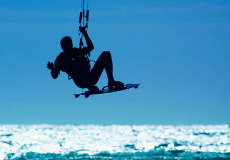 kite boarder in actionの写真素材