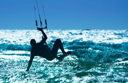 kite boarder in actionの写真素材