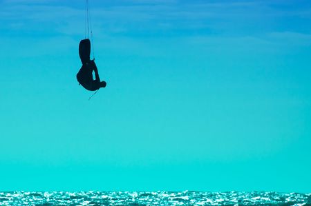 kite boarder in actionの写真素材