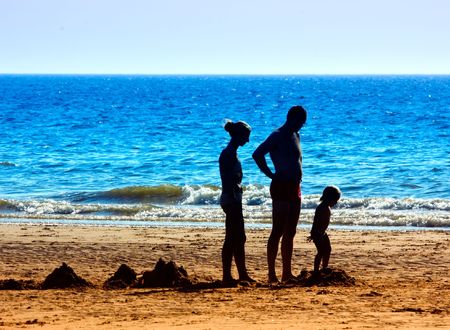family on a beautiful day in summerの写真素材