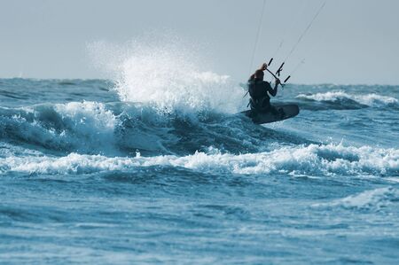 kite surfer in actionの写真素材