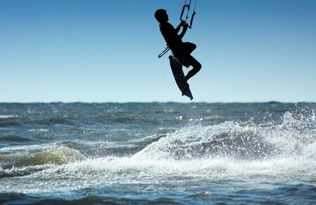 kite surfer in actionの写真素材