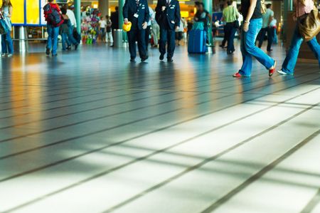 people at the airport with lots of copyspaceの写真素材