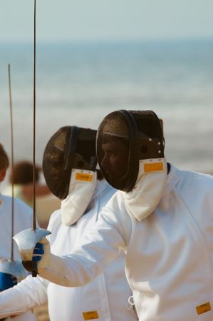 Fencing on the beachの写真素材