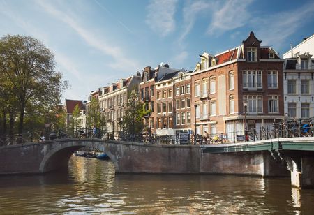 canal in amsterdamの写真素材