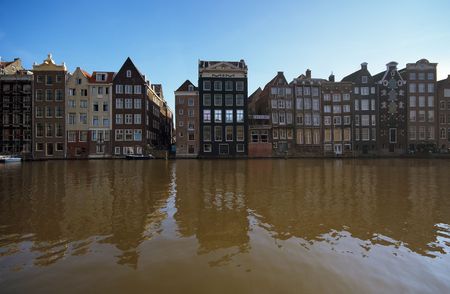 canal in amsterdamの写真素材