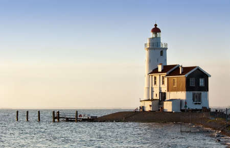 A lighthouse early in the morningの写真素材