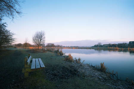 A lake early in the morningの写真素材
