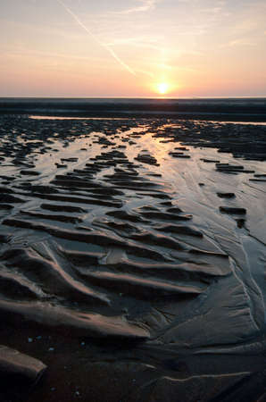sunset evening on the beachの写真素材