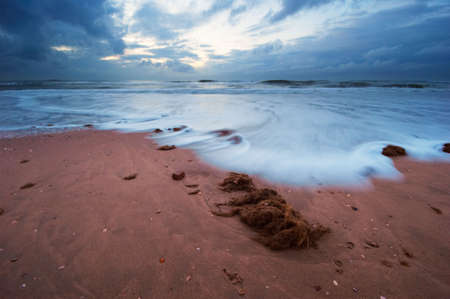 waves and ocean background (photo taken with slow shutterspeed)の写真素材