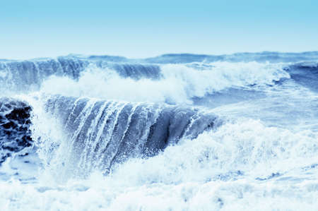 waves during a storm for backgroundsの写真素材