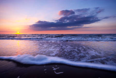 a beautiful night at the beach  ( slow shutterspeed)の写真素材