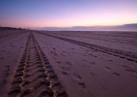 Tracks on the beachの写真素材
