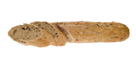 fresh baguette bread isolated on a white backgroundの写真素材