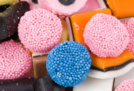 close-up of liquorice allsorts for backgroundsのeditorial素材