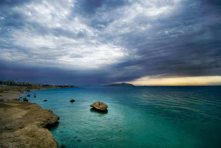 sunrise and turquoise ocean in sharm el sheikh, egyptの写真素材